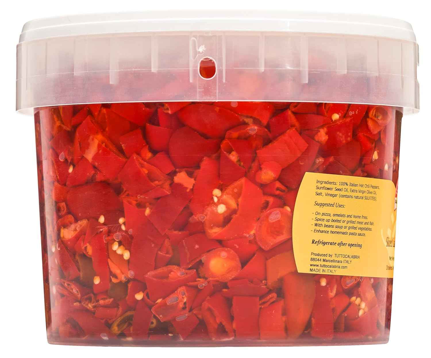 TuttoCalabria Sliced Calabrian Chili Peppers BULK Tub, 98 oz