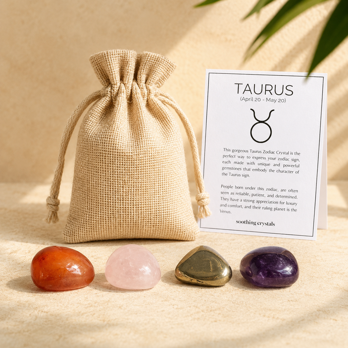 TAURUS Zodiac Crystal Kit, Taurus Birthstones Tumbled Stones Set, Taurus Stones Gifts  DestGlow