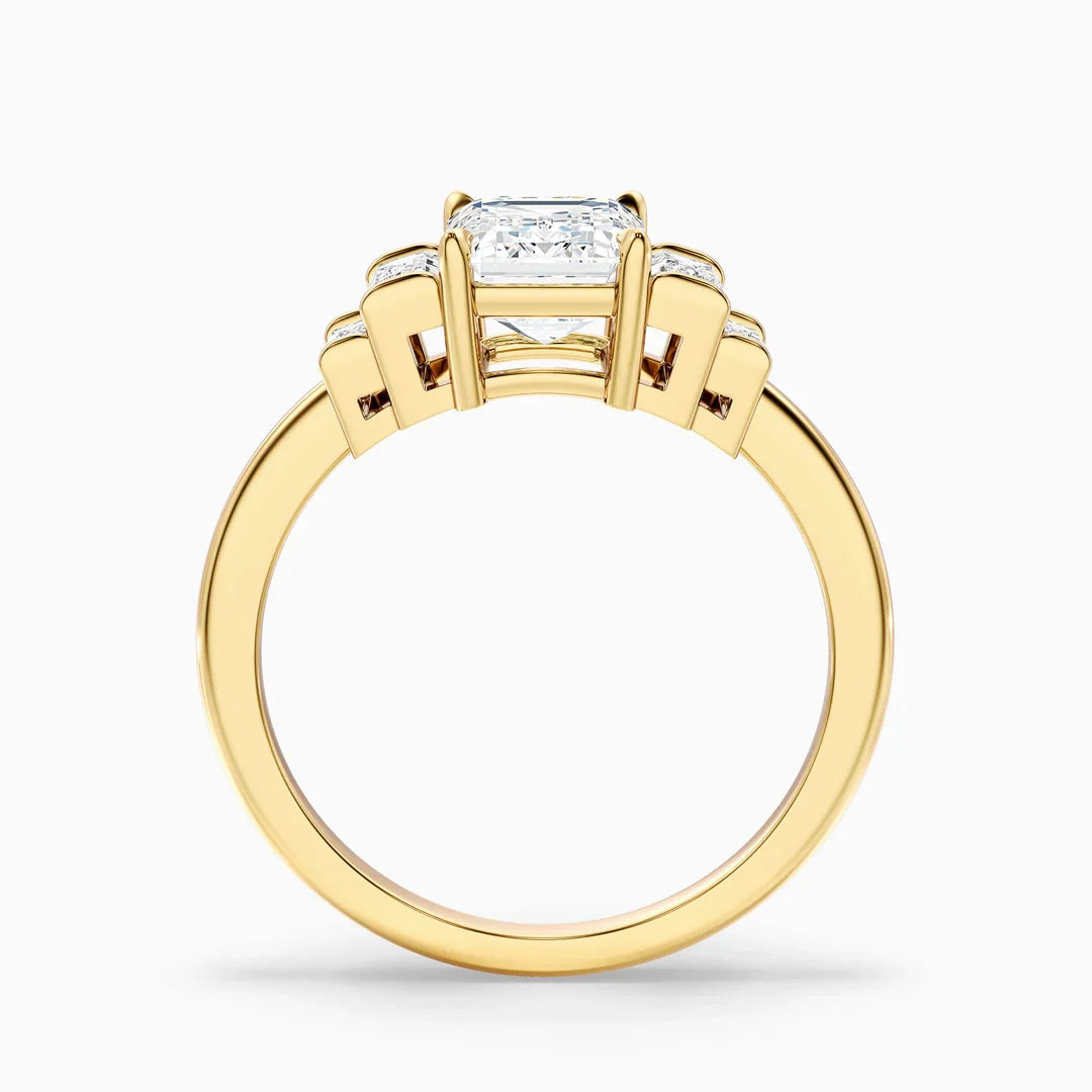 Custom Order - Kora 4.5 Carat Five Stone Emerald Cut With Baguette Side Stone Lab Grown Diamonds