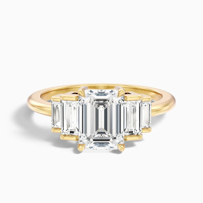Custom Order - Kora 4.5 Carat Five Stone Emerald Cut With Baguette Side Stone Lab Grown Diamonds