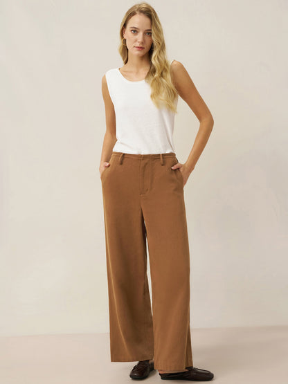 Lyocell Linen Drawstring Straight Leg Pants RACHEL by LINTICO
