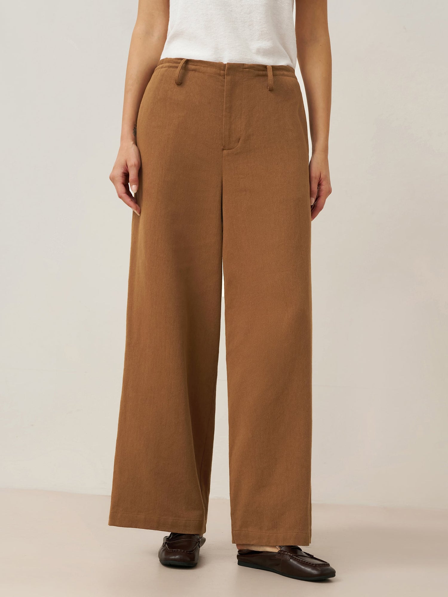 Lyocell Linen Drawstring Straight Leg Pants RACHEL by LINTICO