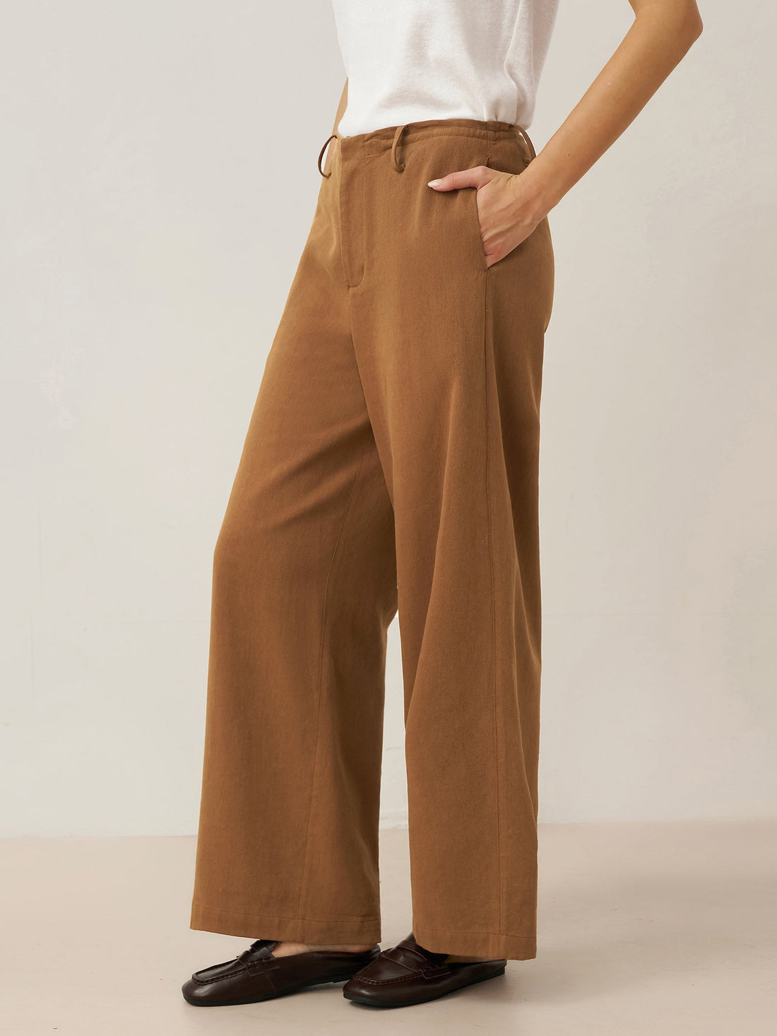 Lyocell Linen Drawstring Straight Leg Pants RACHEL by LINTICO