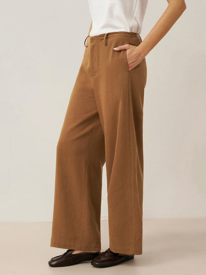 Lyocell Linen Drawstring Straight Leg Pants RACHEL by LINTICO