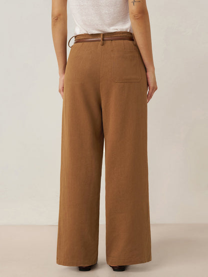 Lyocell Linen Drawstring Straight Leg Pants RACHEL by LINTICO