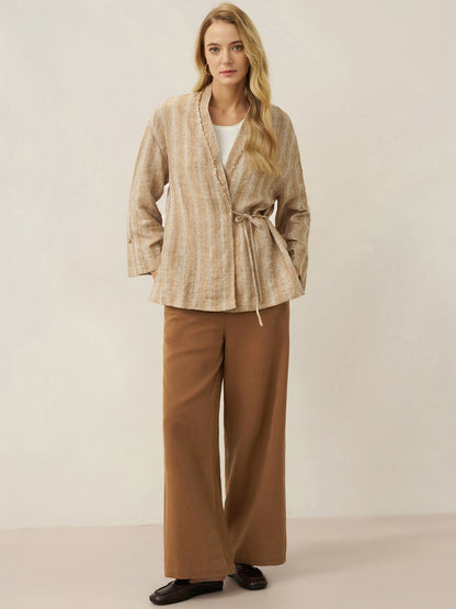 Lyocell Linen Drawstring Straight Leg Pants RACHEL by LINTICO