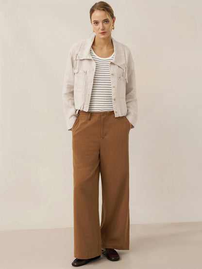 Lyocell Linen Drawstring Straight Leg Pants RACHEL by LINTICO