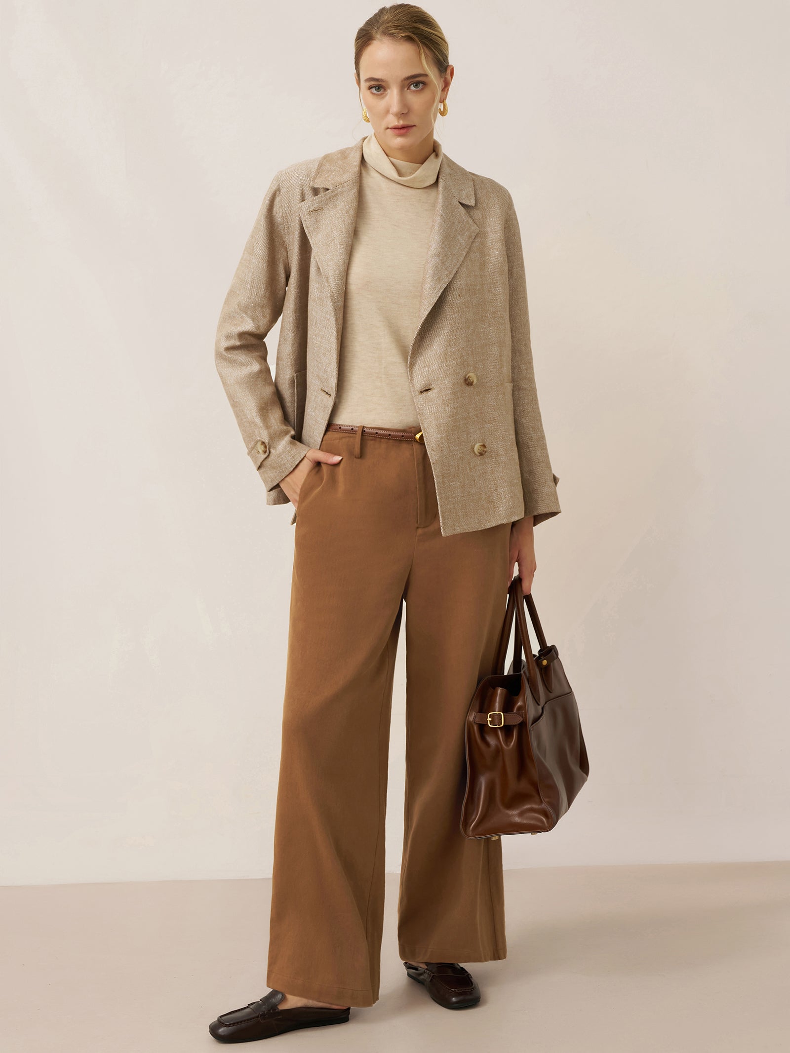 Lyocell Linen Drawstring Straight Leg Pants RACHEL by LINTICO