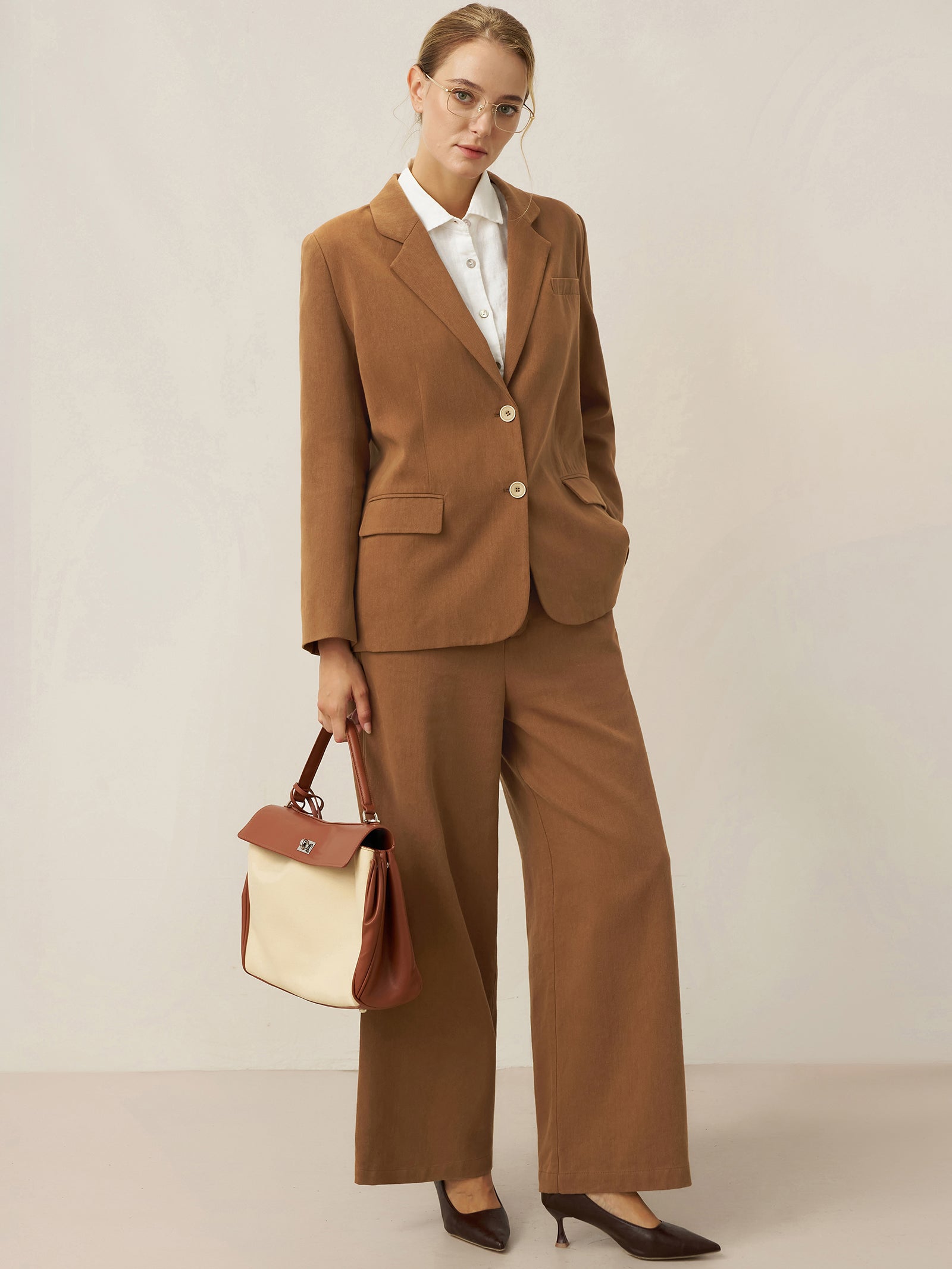 Lyocell Linen Drawstring Straight Leg Pants RACHEL by LINTICO