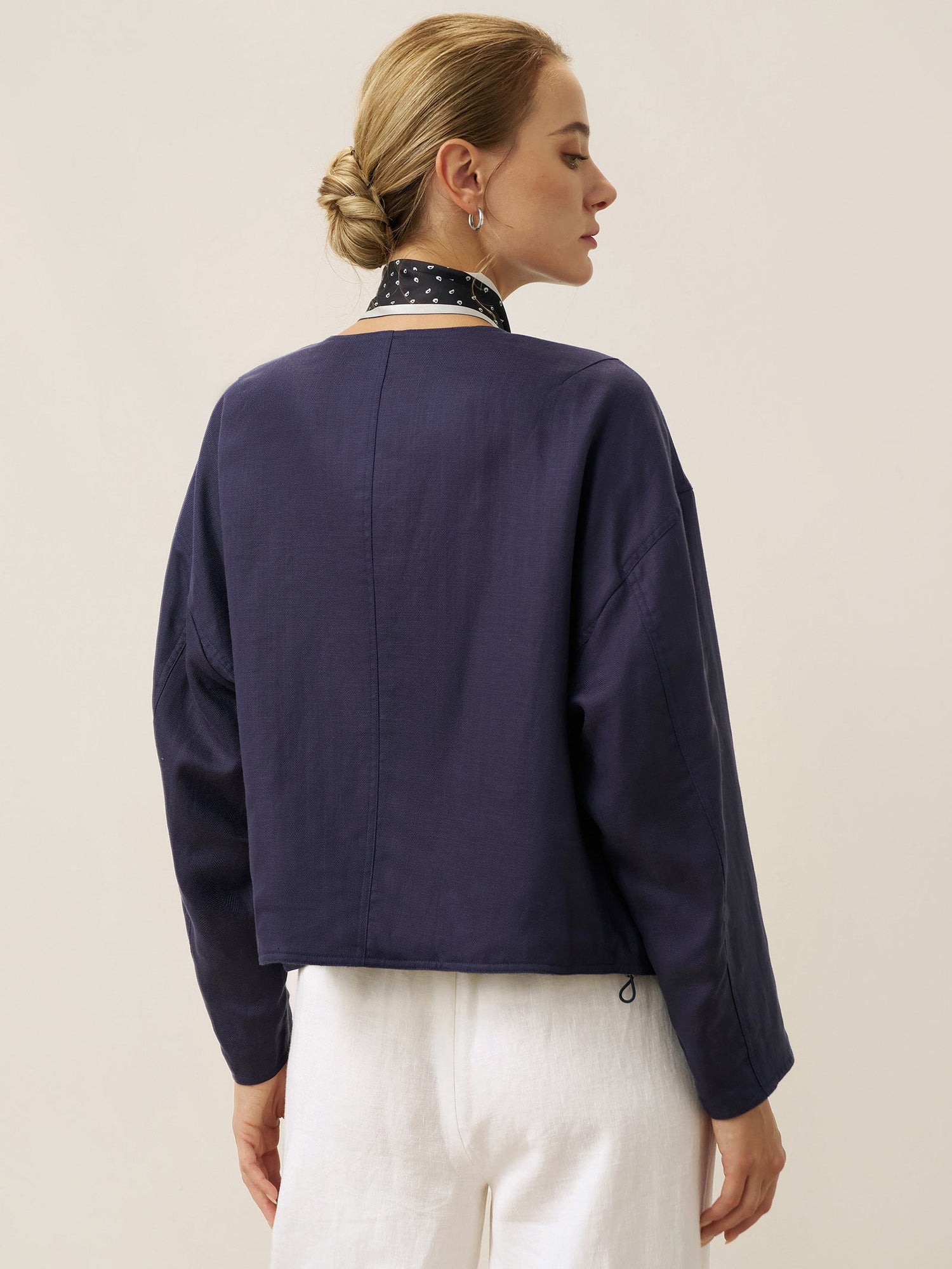 Tencel Linen Reversible Crew Neck Casual Jacket CHLOE by LINTICO