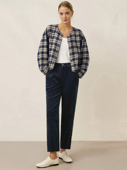 Tencel Linen Reversible Crew Neck Casual Jacket CHLOE by LINTICO