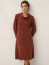 Lyocell Wool Draped Neck Stretch Midi Dress KIRA by LINTICO