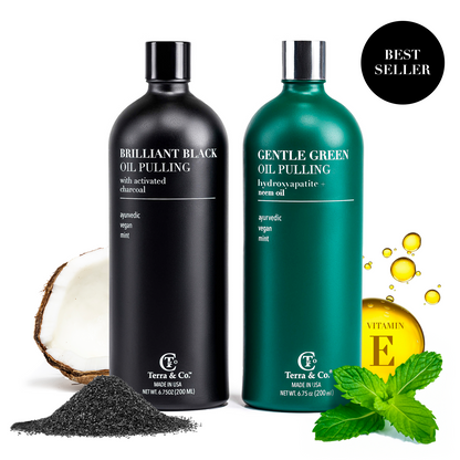 Terra &amp; Co.® Oil Pulling Bundle – Gentle Green + Brilliant Black | Ayurvedic Detox, Enamel Protection &amp; Whitening by Terra &amp; Co.