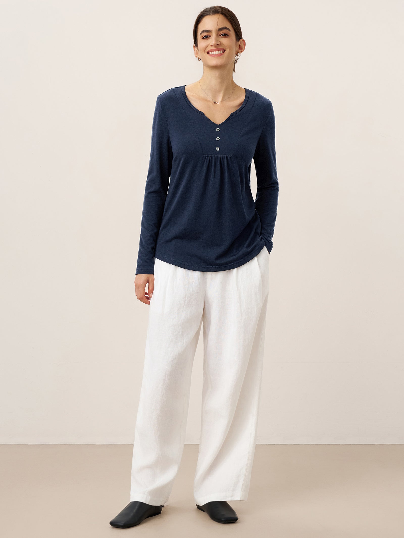 Cashmere-Blend Textured Pleated Shell Accent Stretch Top ZINNIA  DestGlow