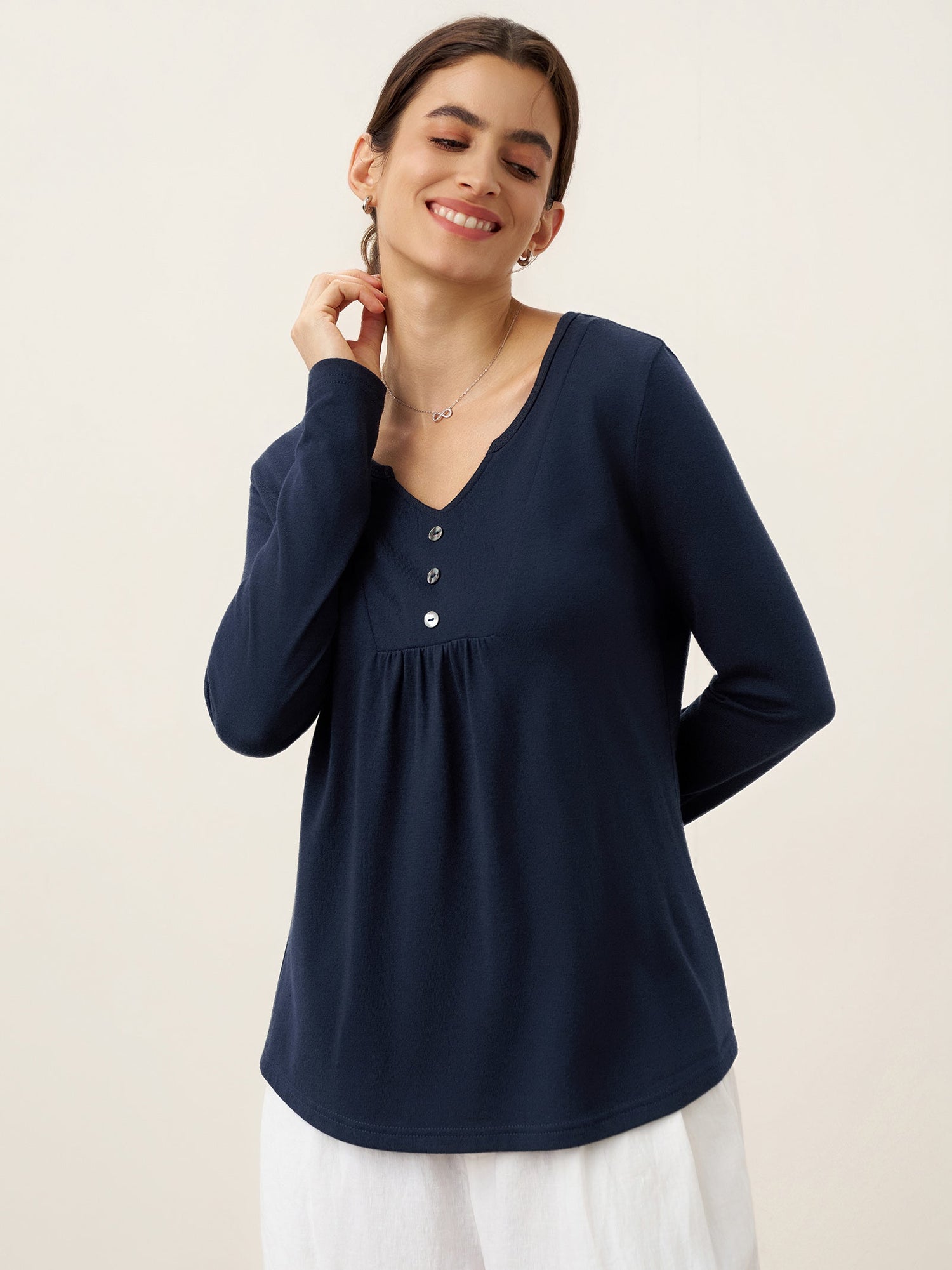Cashmere-Blend Textured Pleated Shell Accent Stretch Top ZINNIA  DestGlow