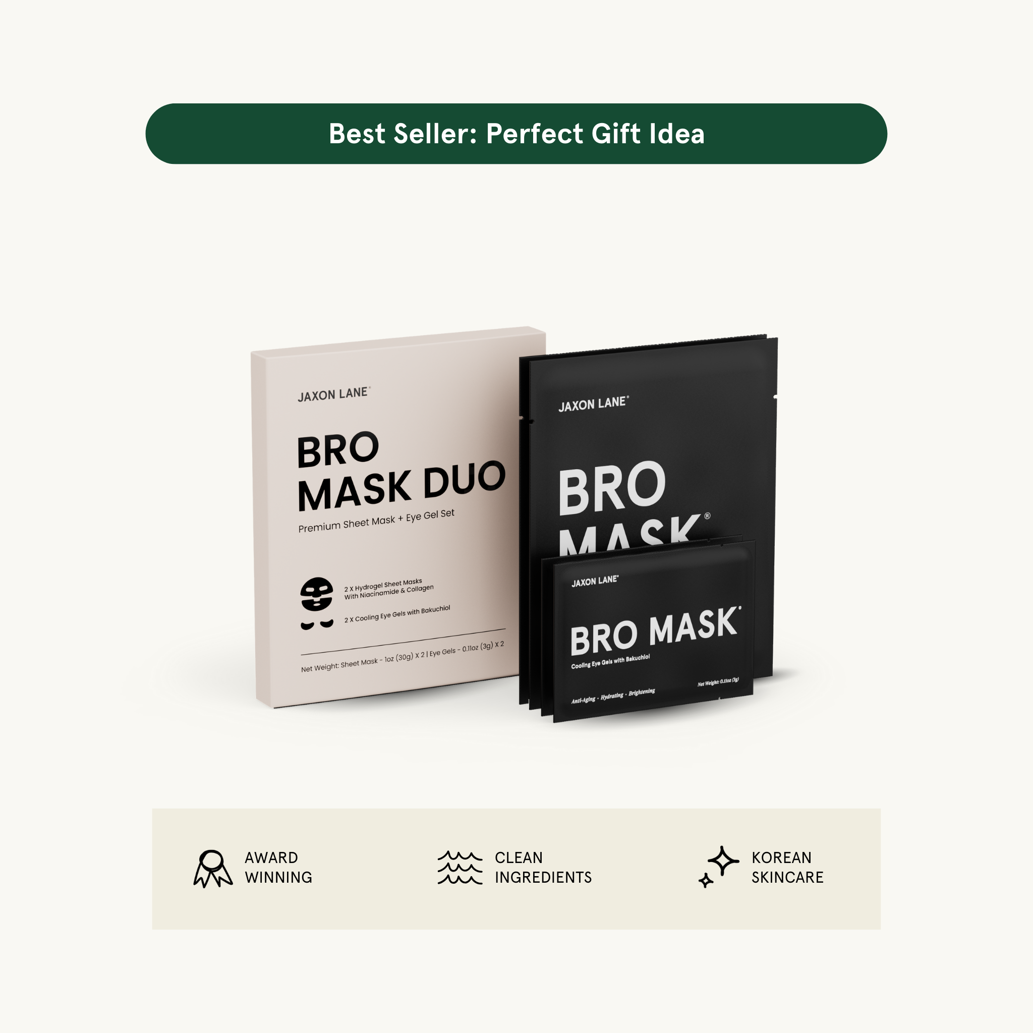 Bro Mask Duo - Sheet Mask + Eye Gel Set by JAXON LANE