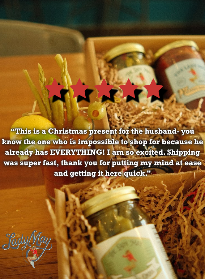 Deluxe Bloody Mary Gift Box - Complete Bar Set with Mix, Hot Sauce &amp; Pickled Veggies | Lady May