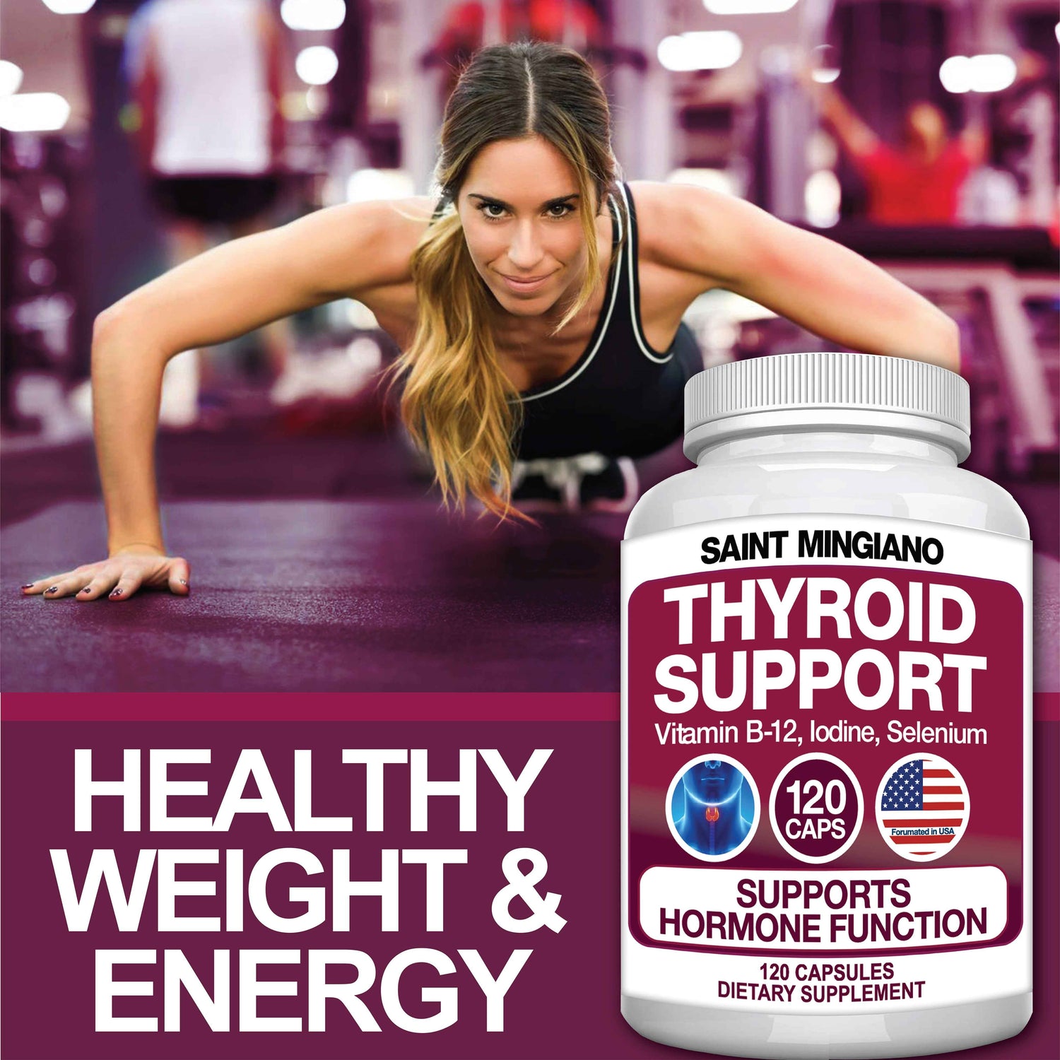 Thyroid Support Supplement with Iodine |120 Capsules to Help Body Mass &amp; Improve Energy