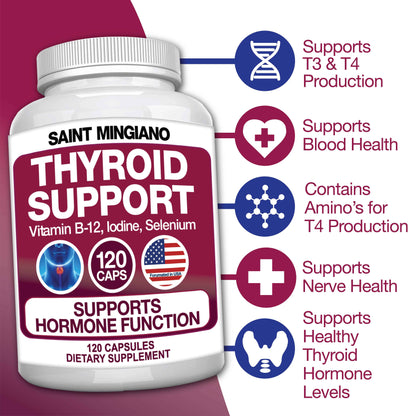 Thyroid Support Supplement with Iodine |120 Capsules to Help Body Mass &amp; Improve Energy