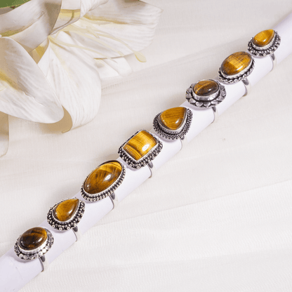 Tiger Eye rings – Gemstone rings Natural Crystal Healing Jewelry Collection  DestGlow