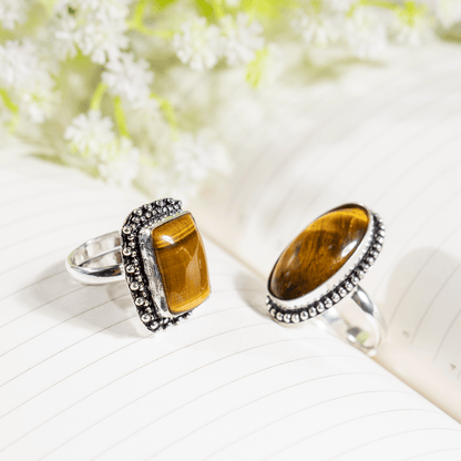 Tiger Eye rings – Gemstone rings Natural Crystal Healing Jewelry Collection  DestGlow
