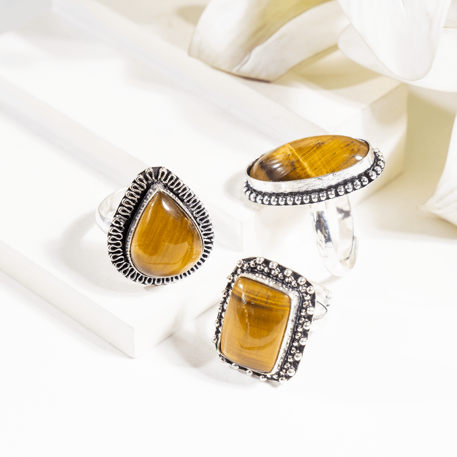 Tiger Eye rings – Gemstone rings Natural Crystal Healing Jewelry Collection  DestGlow