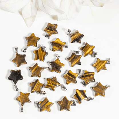 Tiger Eye Star Pendant Necklace – Natural Crystal Gemstone Jewelry  DestGlow