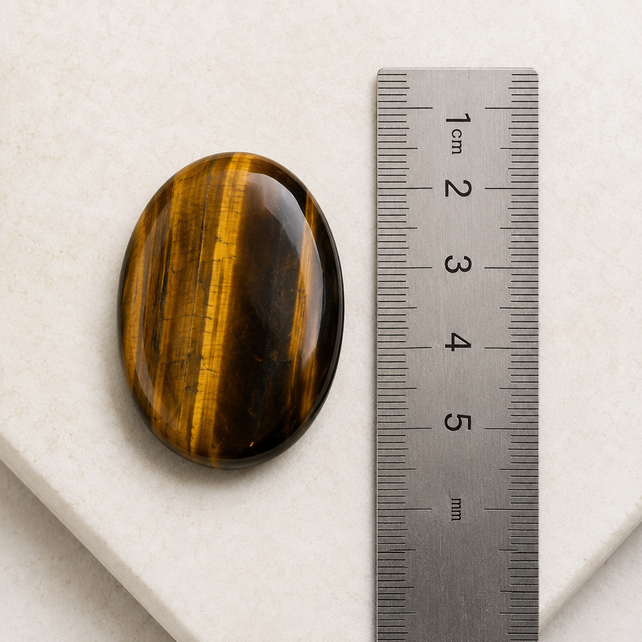 Tiger Eye Flat Stone, Polished Oval Flat Palm Stones.  DestGlow