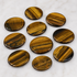 Tiger Eye Flat Stone, Polished Oval Flat Palm Stones.  DestGlow