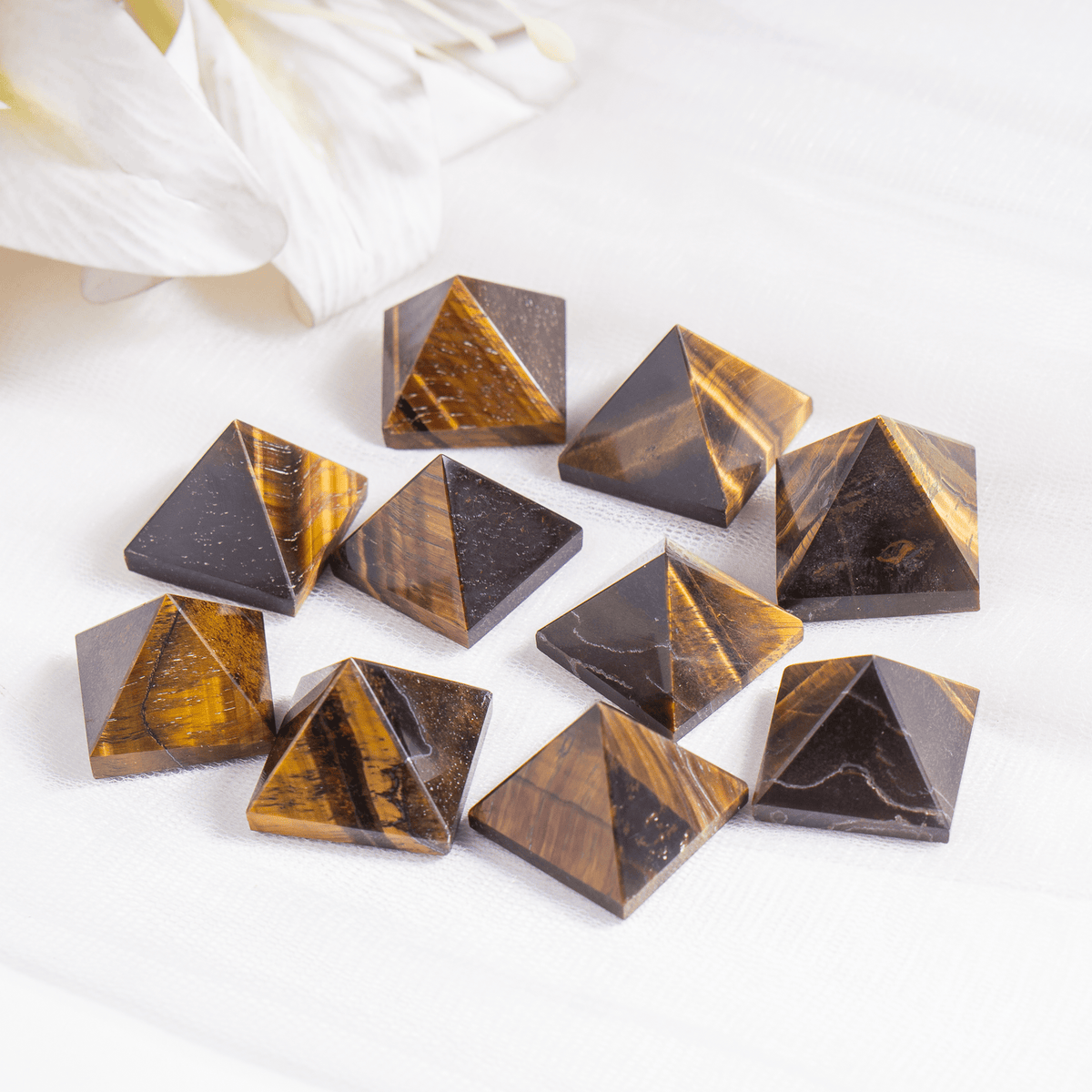Tiger Eye Pyramids (Integrity and Strength)  DestGlow
