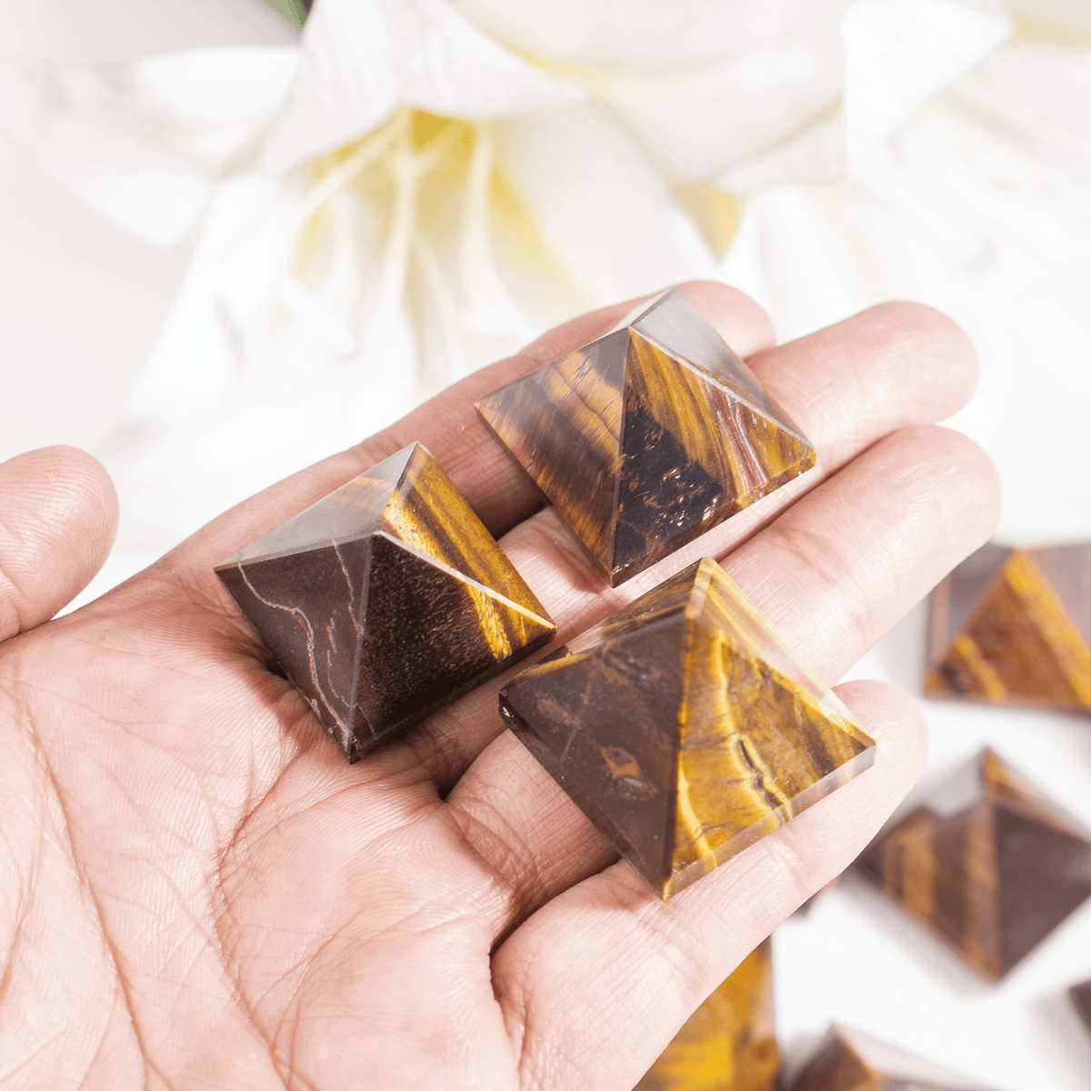 Tiger Eye Pyramids (Integrity and Strength)  DestGlow