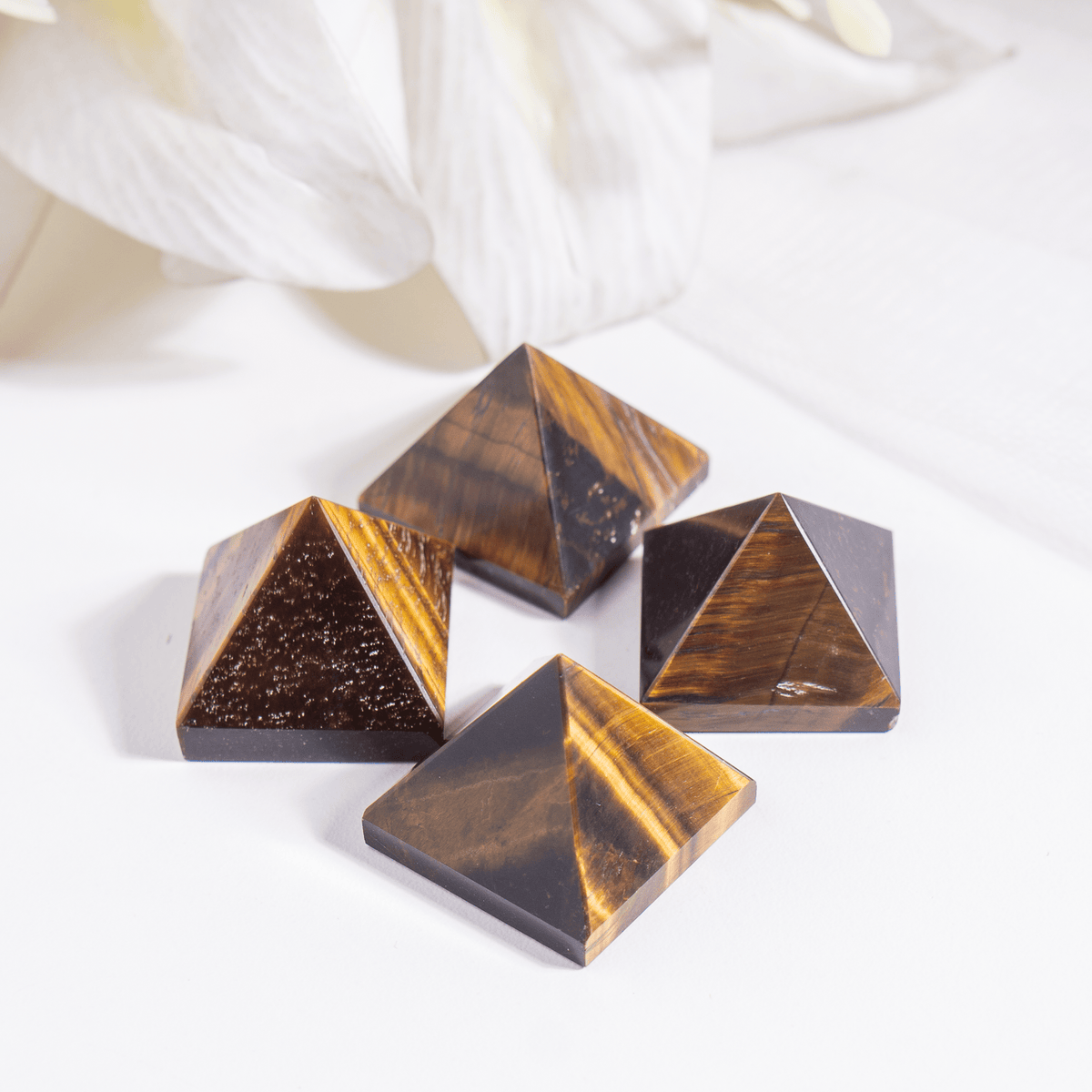 Tiger Eye Pyramids (Integrity and Strength)  DestGlow