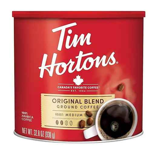 Tim Hortons Original Blend, Medium Roast Ground Coffee, 32.8 oz Canister