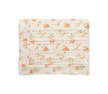 Tiny Petals Baby Quilt Gift Set - Handstitched Crib Quilt with Plush Bunny