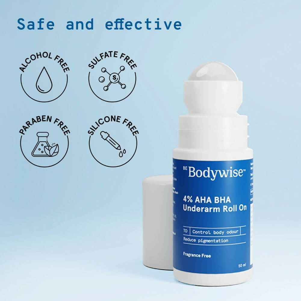 BeBodywise 4% AHA BHA Underarm Roll On - Fragrance Free