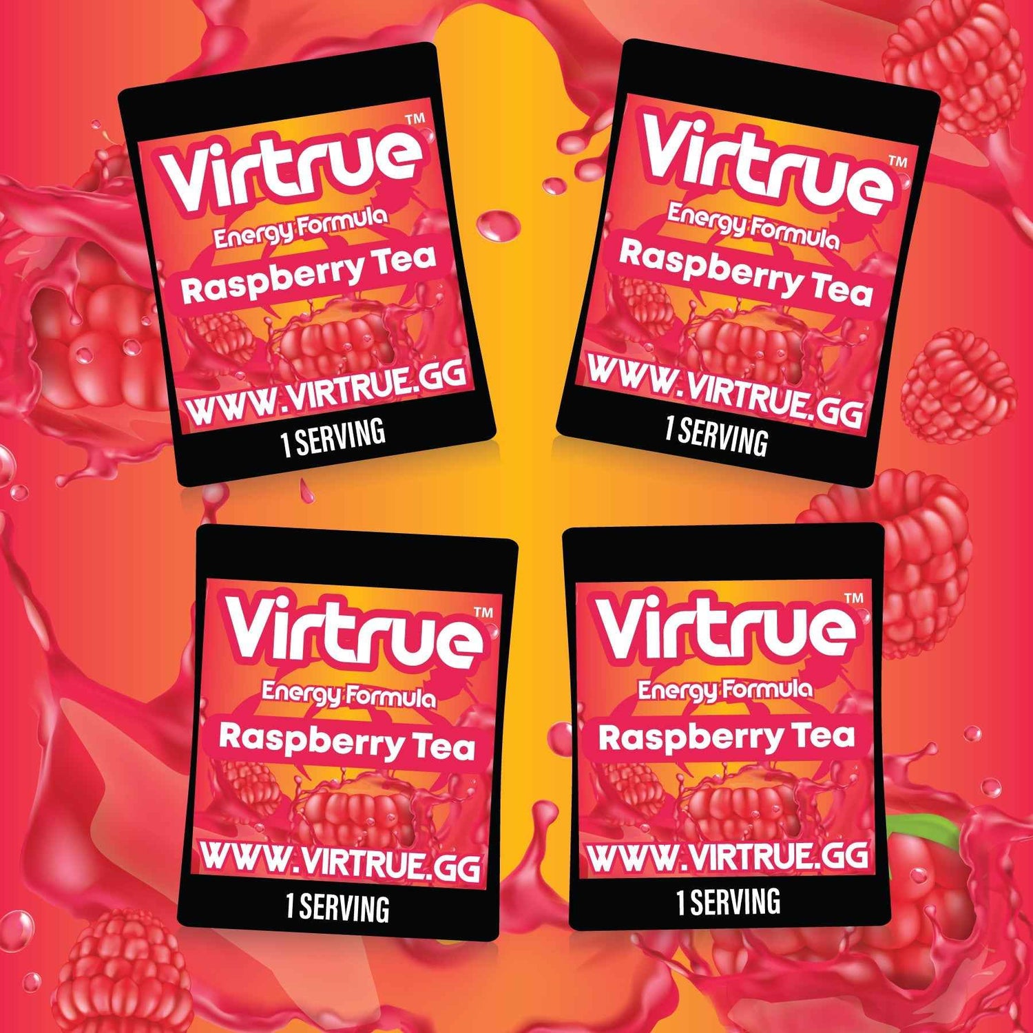 Pre-Workout Travel Packs Set of 4 - Energy Powder + Focus Boost &amp; Hydration | Sugar Free