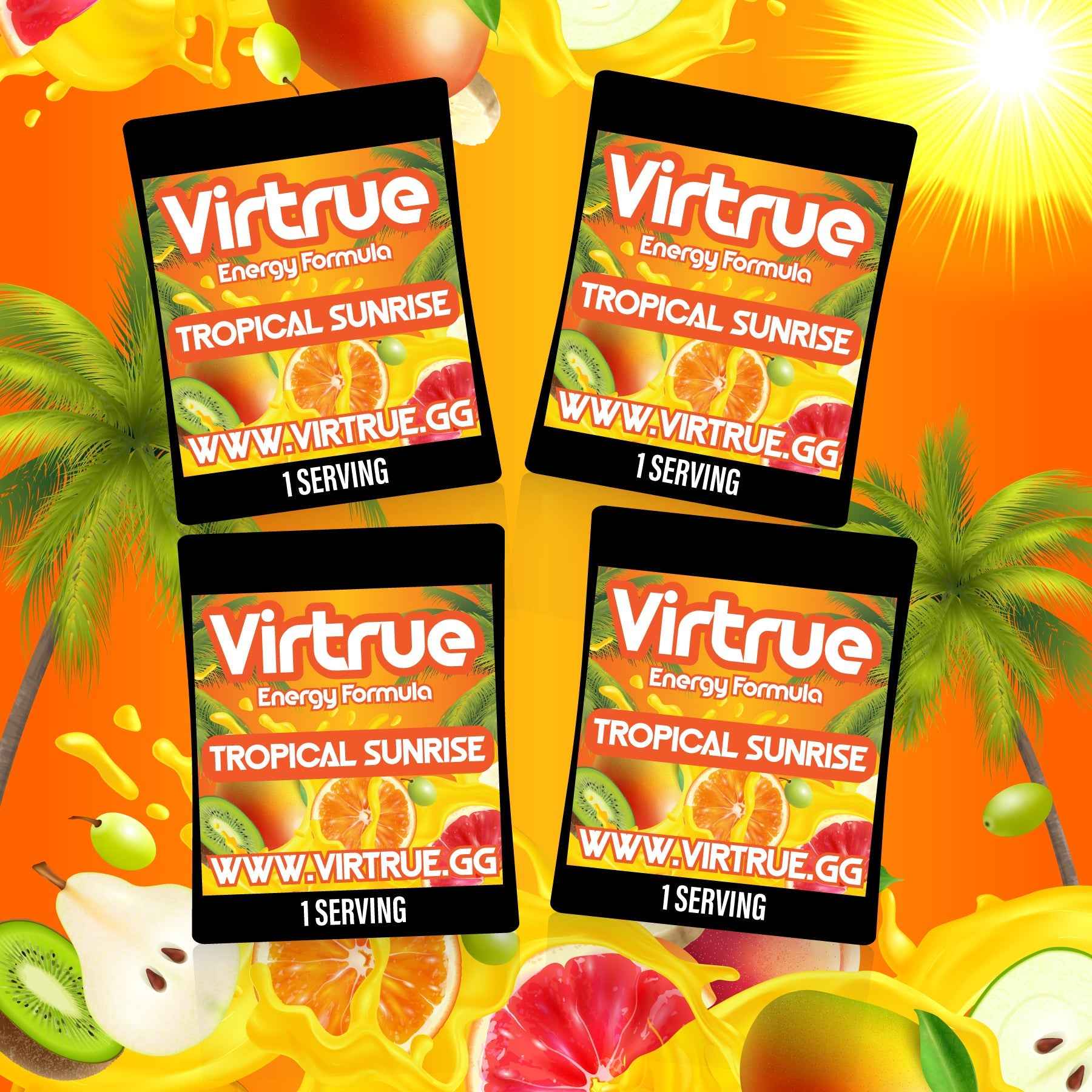 Pre-Workout Travel Packs Set of 4 - Energy Powder + Focus Boost &amp; Hydration | Sugar Free