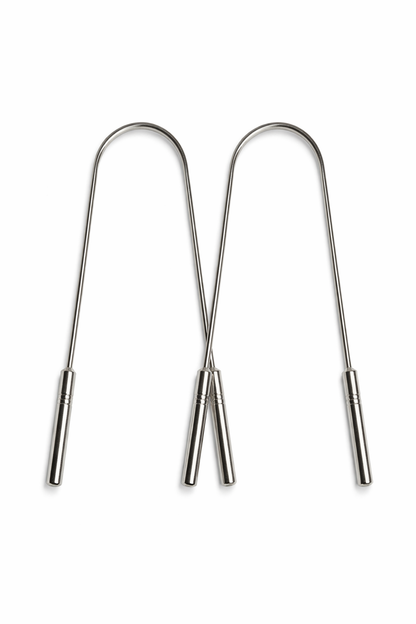 Stainless Steel Tongue Scraper – Ayurvedic Oral Detox Tool for Fresh Breath &amp; Bad Breath Relief by Terra &amp; Co.