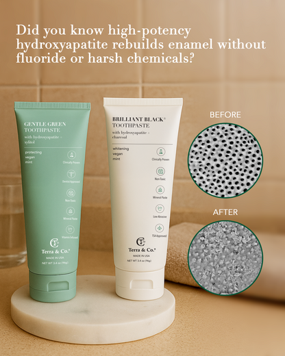 Natural Charcoal Toothpaste + Hydroxyapatite Bundle – Fluoride-Free Whitening &amp; Remineralizing Duo
