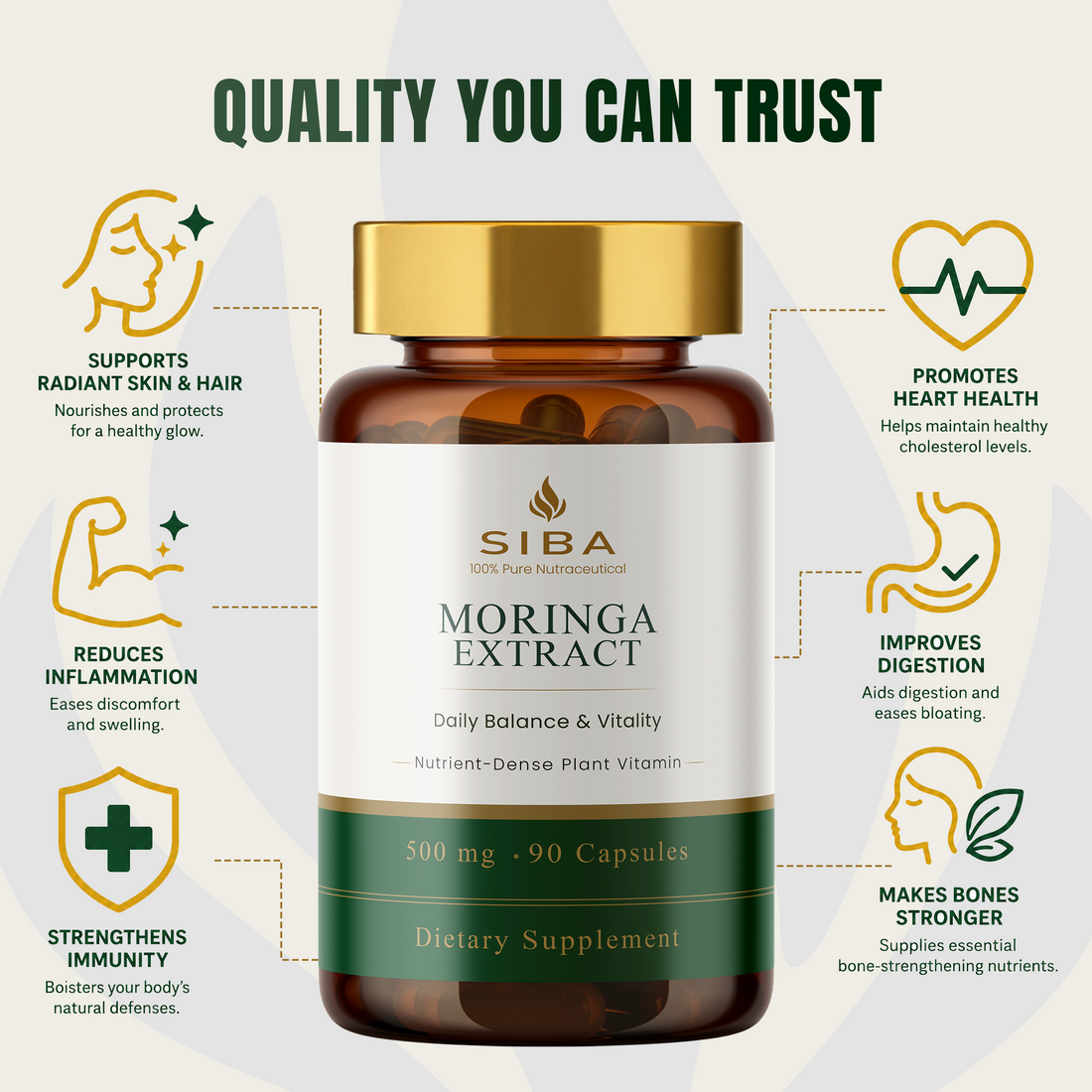 Moringa Leaf Capsules by Siba Vitamins Store