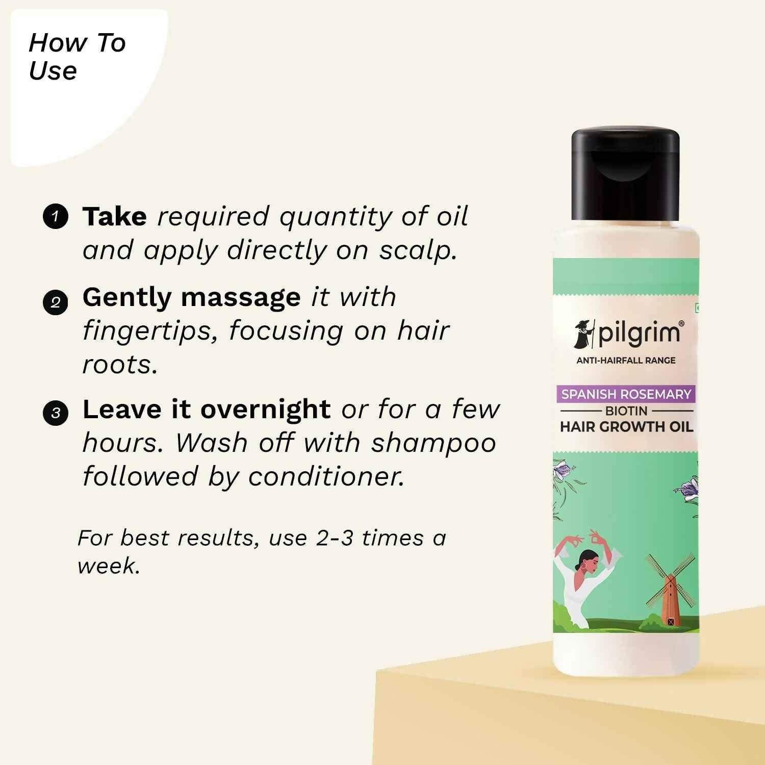 Pilgrim Spanish Rosemary &amp; Biotin Hair Growth Oil To Control Hair Fall &amp; Strengthens Hair