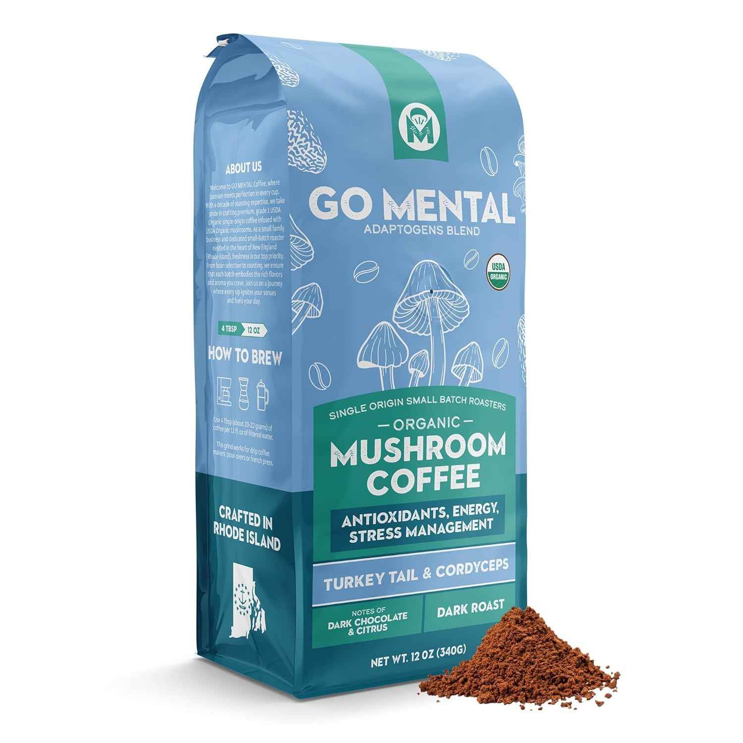 Turkey Tail &amp; Cordyceps Mushroom Coffee Adaptogens Blend
