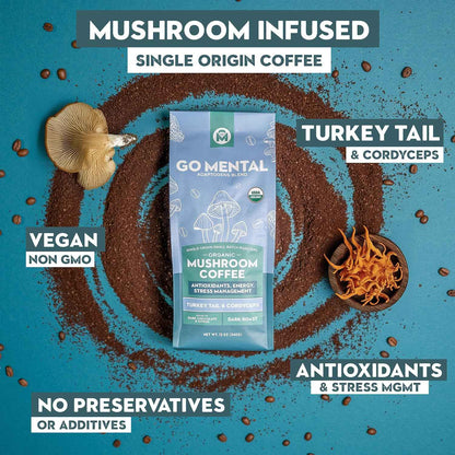Turkey Tail &amp; Cordyceps Mushroom Coffee Adaptogens Blend