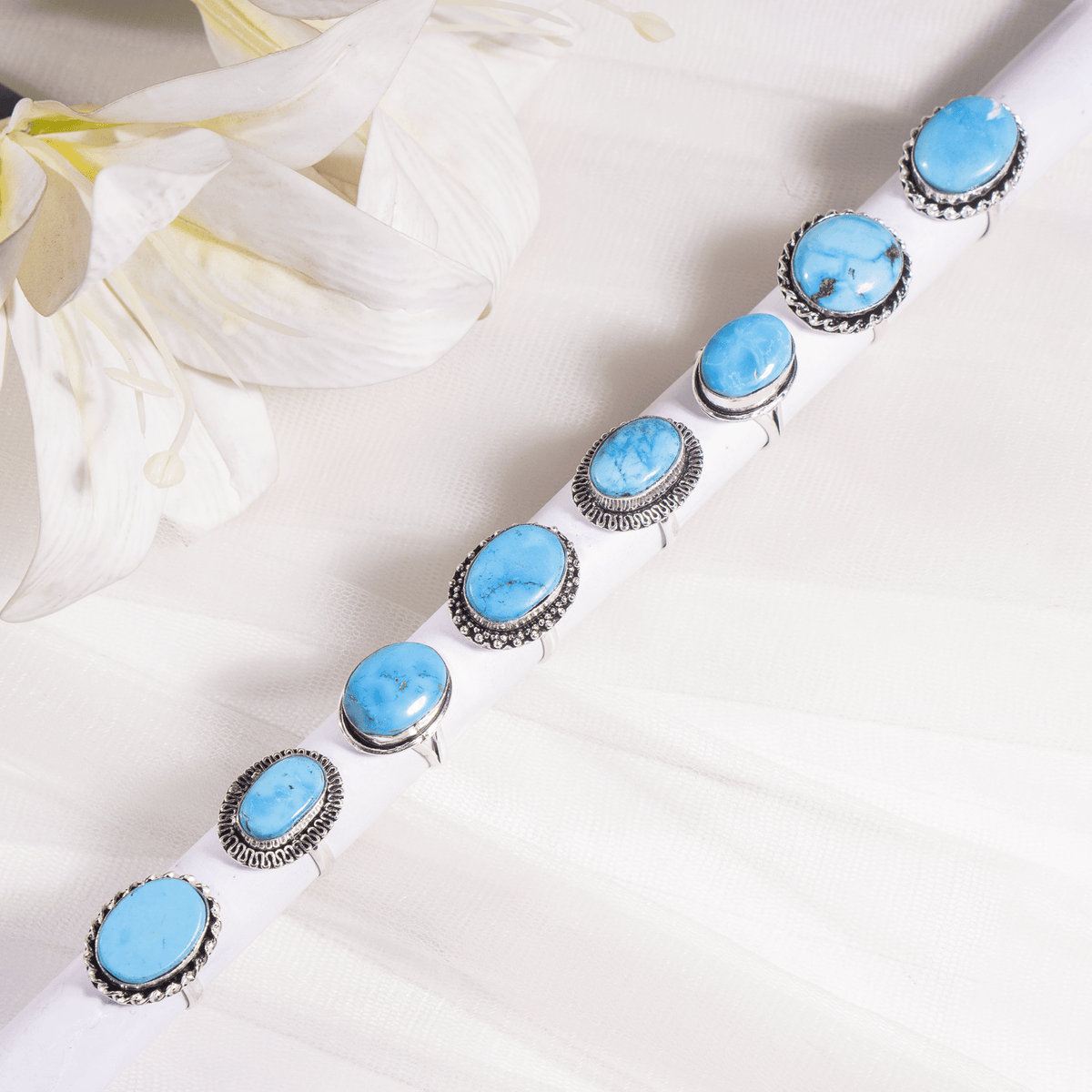 Turquoise Howlite rings – Gemstone rings Natural Crystal Healing Jewelry Collection  DestGlow