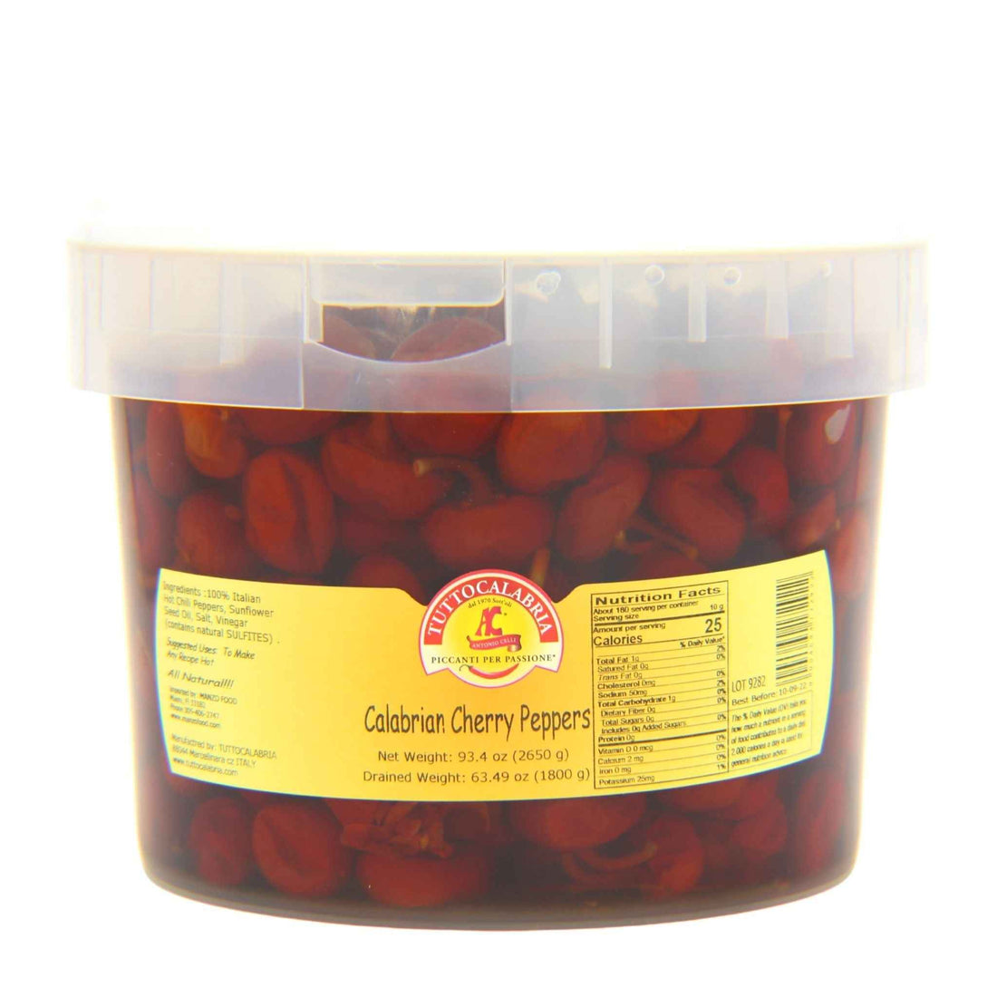 TuttoCalabria Round Calabrian Cherry Peppers – 98 oz (2.8 kg)