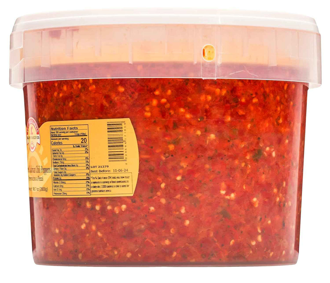 TuttoCalabria Crushed Calabrian Chili Peppers – 98.7 oz (2.8 kg) Tub