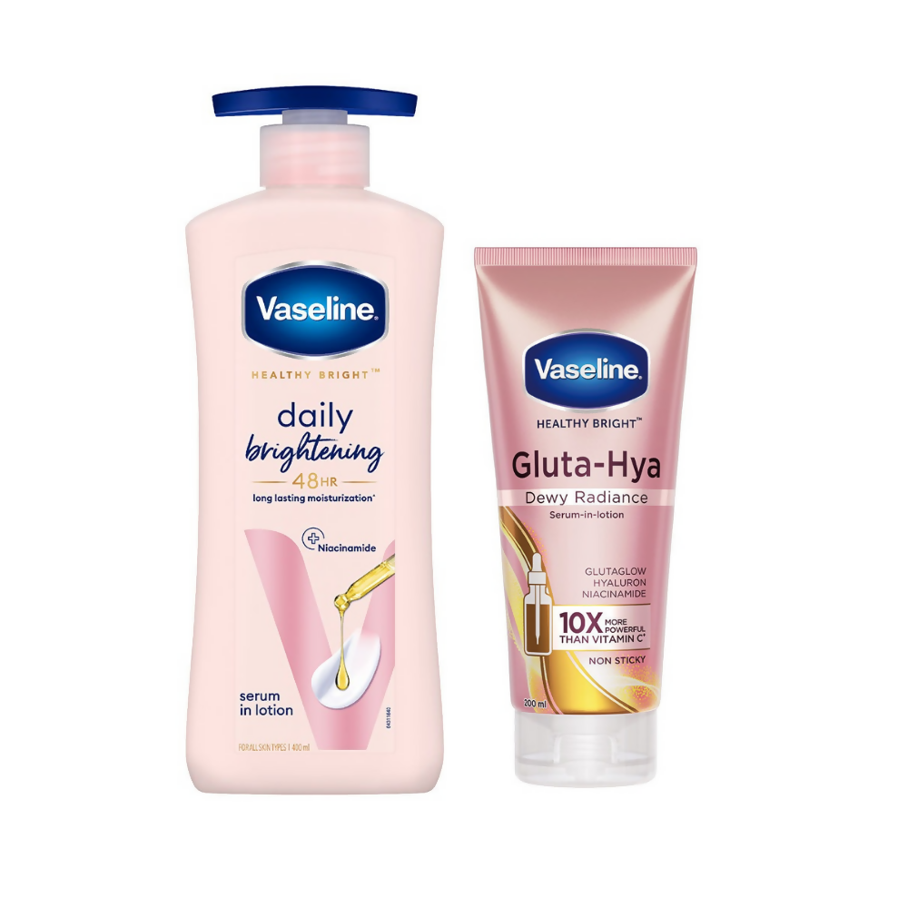 Vaseline Healthy Bright Daily Brightening Body Lotion &amp; Gluta-Hya Dewy Radiance Serum-In-Lotion Combo