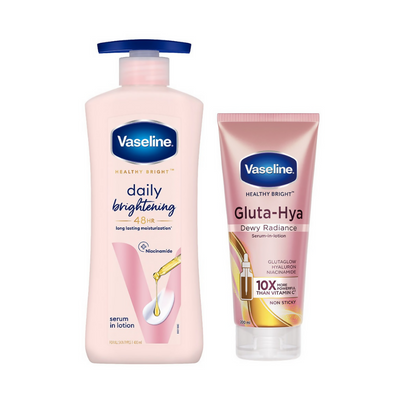 Vaseline Healthy Bright Daily Brightening Body Lotion &amp; Gluta-Hya Dewy Radiance Serum-In-Lotion Combo