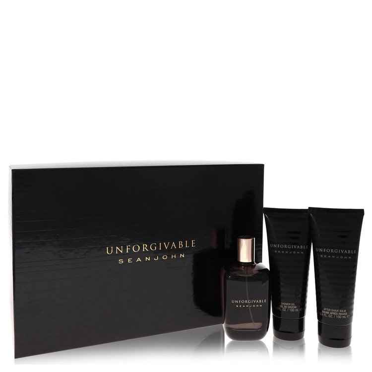 Unforgivable by Sean John Gift Set -- 4.2 oz Eau De Toilette Spray + 3.4 oz Shower Gel + 3.4 oz After Shave Balm for Men