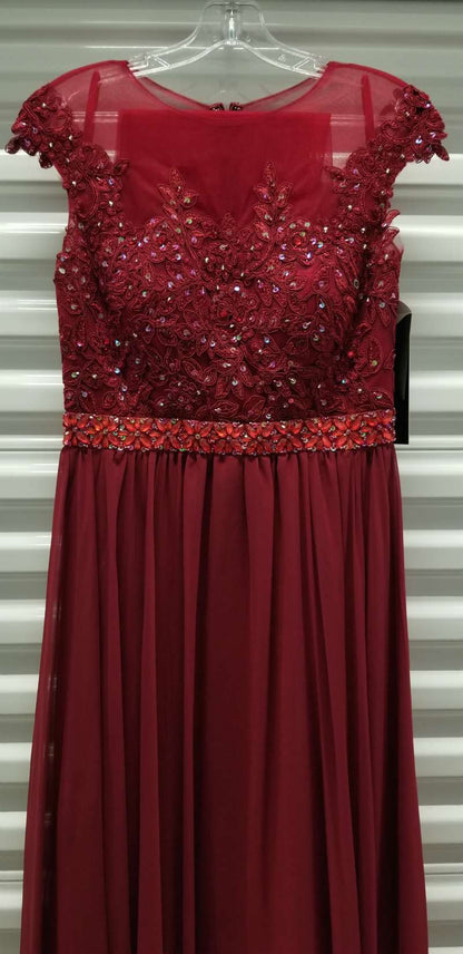 CLEARANCE - Cinderella Divine UJ0011 Cap Sleeved Long Dress (Size S) by DiscountDressShop